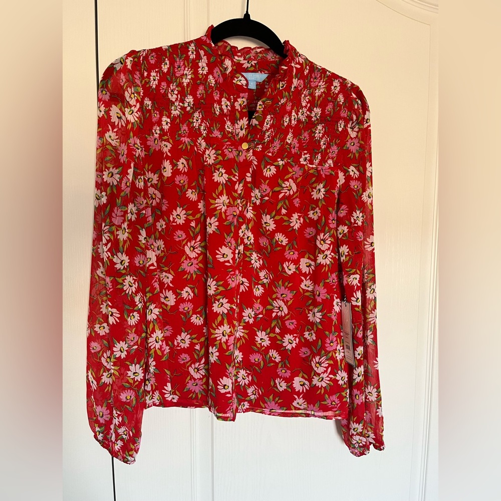 Draper James smocked blouse size small NWT